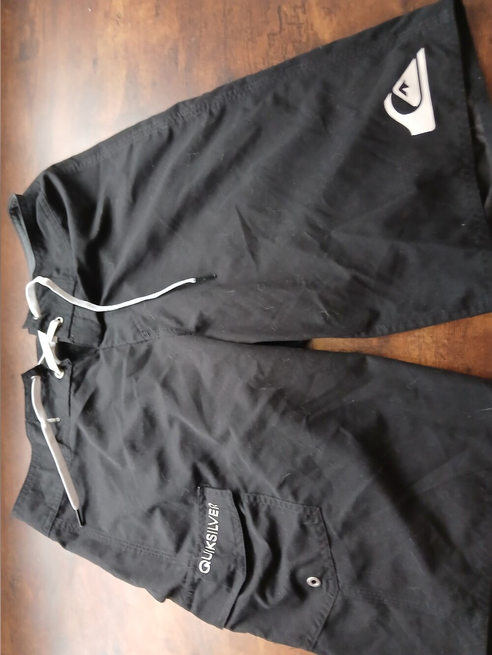 Quiksilver Men’s Black Athletic Board Shorts with White Drawstring
